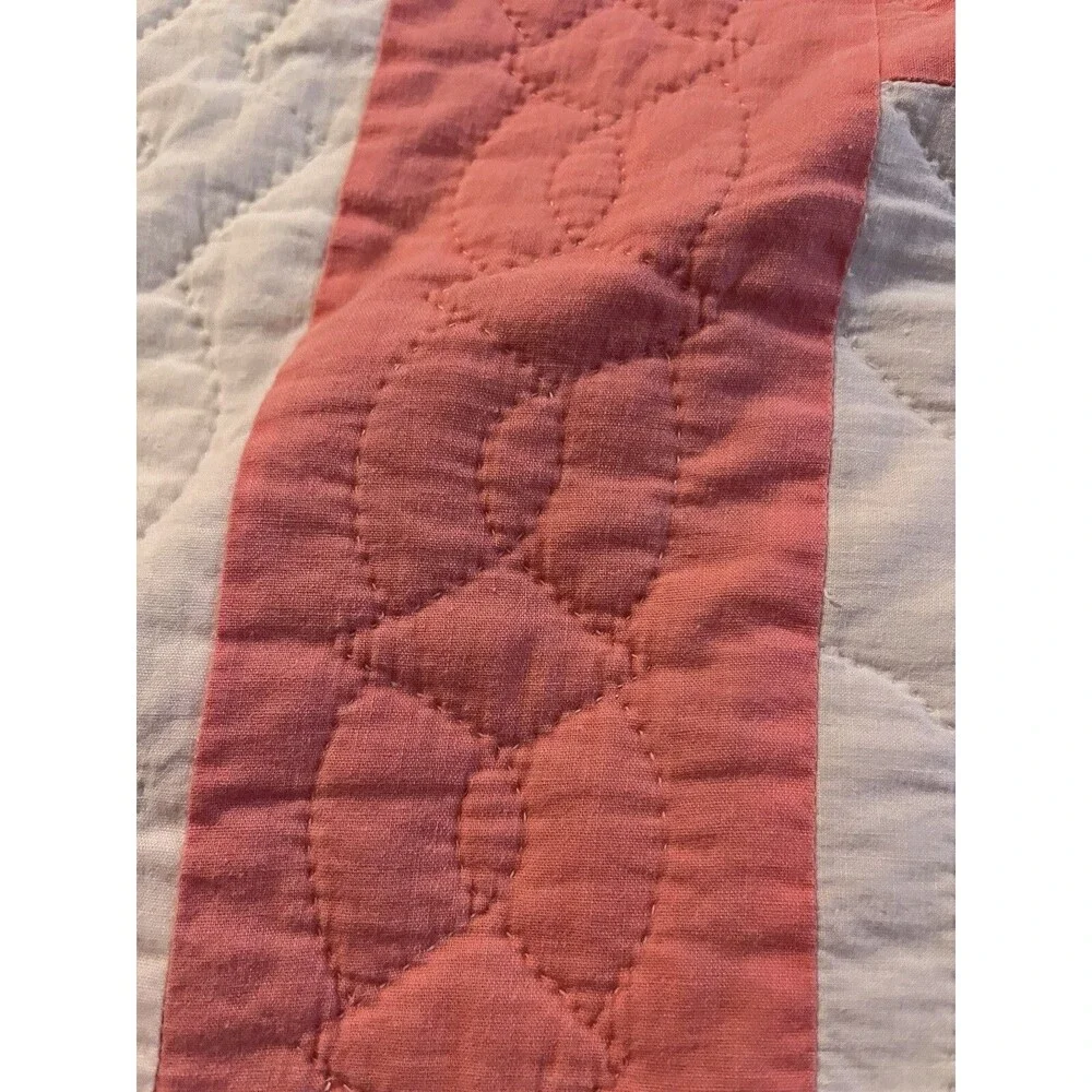 Vintage Hand Sewn Appliqué Quilt Rose Flowers 80x96” Not Used, Not Washed